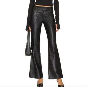 Free People We the Free Uptown Faux Leather Flare Pants Black Size 8 NWT